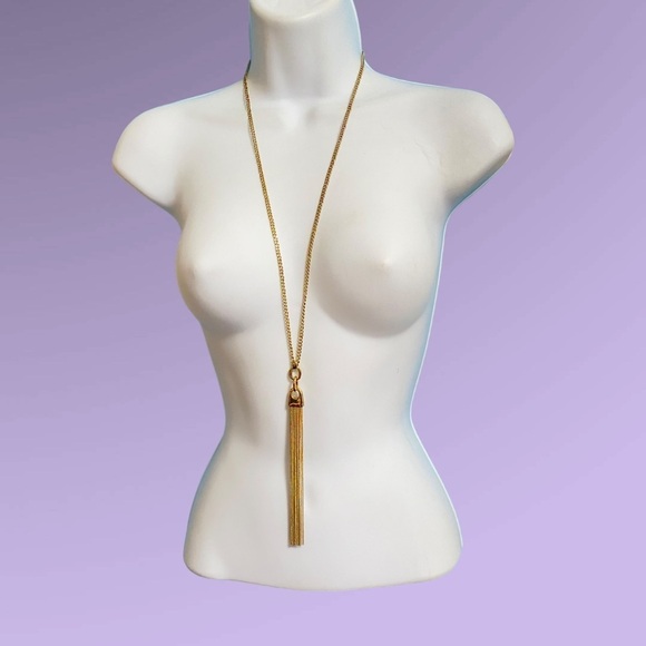 Gold Tone Dangle Chains Long Necklace - Picture 1 of 7